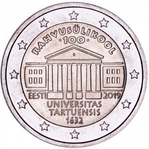 2 евро 2019 Эстония, Университет Тарту