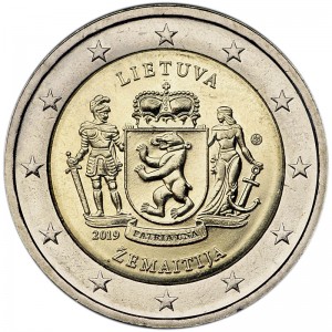 2 euro 2019 Lithuania, Zemaitija price, composition, diameter, thickness, mintage, orientation, video, authenticity, weight, Description