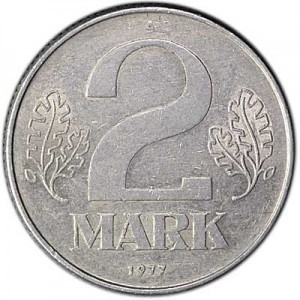 2 марки 1977 Германия (ГДР), из обращения цена, стоимость
