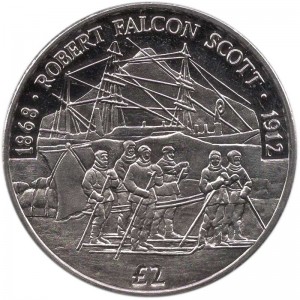 2 pounds 2018 The British Antarctic Territory Robert Falcon Scott price, composition, diameter, thickness, mintage, orientation, video, authenticity, weight, Description