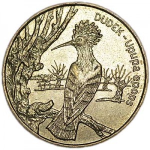 2 zloty 2000 Poland Hoopoe price, composition, diameter, thickness, mintage, orientation, video, authenticity, weight, Description