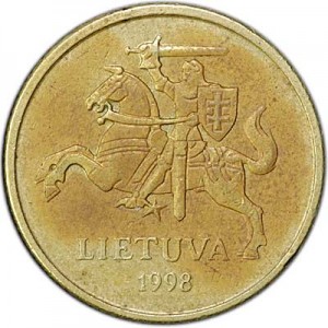 20 cents 1998 Lithuania price, composition, diameter, thickness, mintage, orientation, video, authenticity, weight, Description