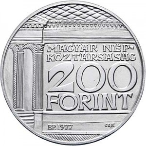 200 forint 1977 Hungary, 175 years to the National Museum UNC price, composition, diameter, thickness, mintage, orientation, video, authenticity, weight, Description