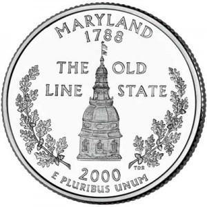 25 cents Quarter Dollar 2000 USA Maryland mint mark D