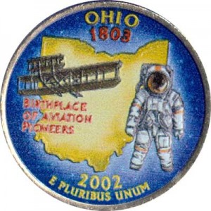 25 cent Quarter Dollar 2002 USA Ohio (farbig)