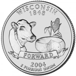 25 центов 2004 США Висконсин (Wisconsin) двор P цена, стоимость