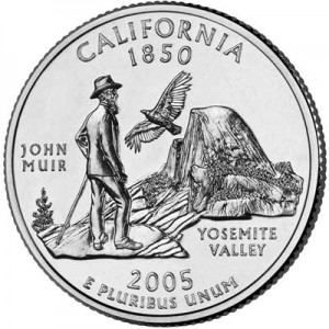 25 центов 2005 США Калифорния (California) двор D - реже цена, стоимость