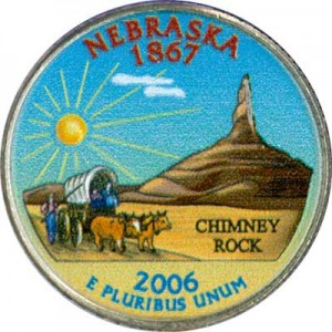 25 cents Quarter Dollar 2006 USA Nebraska (colorized)