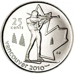 25 центов 2007 Канада Олимпиада 2010 Ванкувер: Биатлон цена, стоимость
