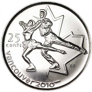 25 центов 2008 Канада Олимпиада 2010 Ванкувер: Фигурное катание цена, стоимость