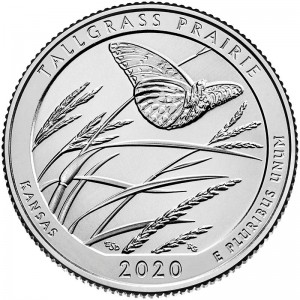 Quarter Dollar 2020 USA Tallgrass Prairie 55th Park, mint mark S price, composition, diameter, thickness, mintage, orientation, video, authenticity, weight, Description