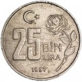25000 lira Turkey 1997-2000, from circulation