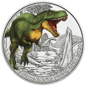 3 euro 2020 Austria Tyrannosaurus rex price, composition, diameter, thickness, mintage, orientation, video, authenticity, weight, Description