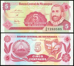 5 centavo 1991 Nicaragua, banknote, XF 