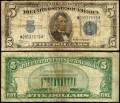 Banknote 5 Dollar 1934 C USA Zertifikat mit blauem Siegel, VG