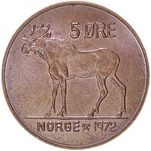 5 era 1972 Norway price, composition, diameter, thickness, mintage, orientation, video, authenticity, weight, Description