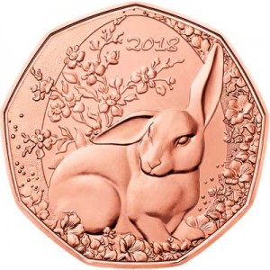 5 euro 2018 Austria,  Easter Bunny price, composition, diameter, thickness, mintage, orientation, video, authenticity, weight, Description