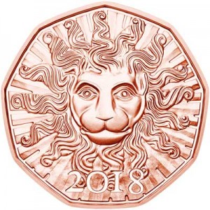 5 евро 2018 Австрия, Сила льва цена, стоимость