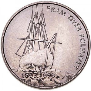 5 крон 1996 Норвегия, 100 лет полярной экспедиции Нансена цена, стоимость