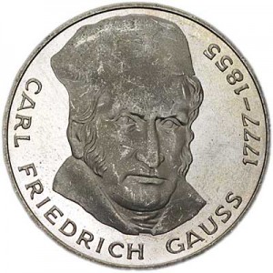 5 mark 1977, Carl Friedrich Gauss  price, composition, diameter, thickness, mintage, orientation, video, authenticity, weight, Description