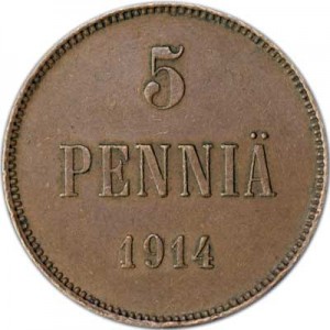 5 penni 1914 Finland price, composition, diameter, thickness, mintage, orientation, video, authenticity, weight, Description