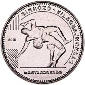 50 Forint 2018 Hungary, Wrestling World Championship price, composition, diameter, thickness, mintage, orientation, video, authenticity, weight, Description