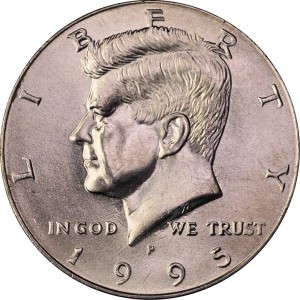 Half Dollar 1995 USA Kennedy mint mark P price, composition, diameter, thickness, mintage, orientation, video, authenticity, weight, Description