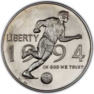50 cents 1994 USA World Cup Proof price, composition, diameter, thickness, mintage, orientation, video, authenticity, weight, Description