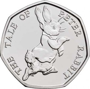 50 pence 2017 United Kingdom 150th Birthday Beatrice Potter, Peter Rabbit price, composition, diameter, thickness, mintage, orientation, video, authenticity, weight, Description