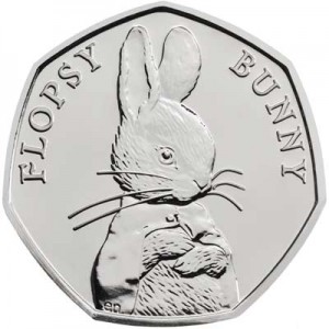 50 pence 2018 United Kingdom 150th Birthday Beatrice Potter, Flopsy Bunny price, composition, diameter, thickness, mintage, orientation, video, authenticity, weight, Description