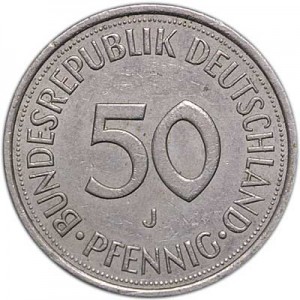 50 пфеннигов 1950-1996 Германия, из обращения цена, стоимость