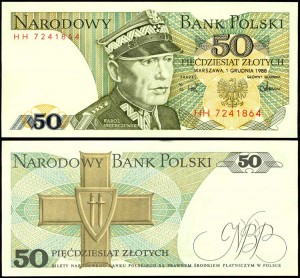 50 злотых 1988 Польша, банкнота XF