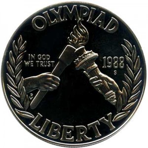 1 доллар 1988 Олимпиада в Сеуле,  proof цена, стоимость