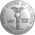 1 Доллар 1989 200 лет Конгрессу,  UNC, серебро