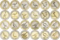 Набор монет 1 куруш 2019 Турция Птицы Анатолии, 24 монеты