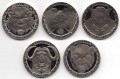 Set 1 Dollar 2019 Sierra Leone, afrikanische Tiere, 5 Münzen
