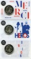 Set 2 Euro 2020 France, Medical Research COVID-2019, 3 coins in blisters