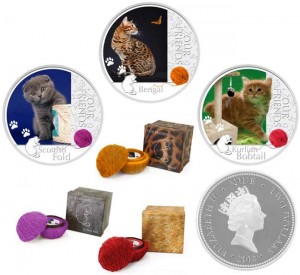 Satz von 2 Dollar 2012 Niue Cats, 3 Münzen in Kartons Preis, Komposition, Durchmesser, Dicke, Auflage, Gleichachsigkeit, Video, Authentizitat, Gewicht, Beschreibung