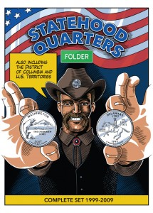 Statehood quarters folder. For 25 cent American coins. States and Territories series price, composition, diameter, thickness, mintage, orientation, video, authenticity, weight, Description