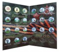 Set of colored 5 rubles and 10 rubles 2014-2015 70 years of Victory, 21 coin in album