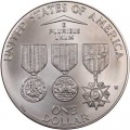 1 dollar 1994 USA the Vietnam Veterans Memorial  UNC, silver