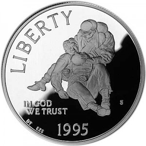 1 доллар 1995 США Гражданская война,  proof, серебро