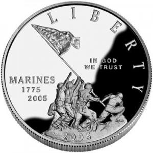 1 доллар 2005 230-летие Морской Пехоты,  proof цена, стоимость