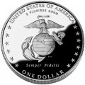 1 доллар 2005 США 230-летие Морской Пехоты,  proof, серебро
