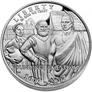 1 доллар 2007 США 400 лет Джэймстауну,  proof, серебро