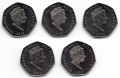Набор 50 пенсов 2018 Фолклендские острова, Пингвины, 5 монет