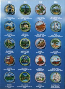 Набор цветных 25 центов США Национальные парки (56 монет), в альбоме