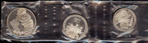 Набор юбилейных монет 1987 года, 3 монеты proof в запайке цена, стоимость