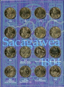 Набор монет 1 доллар Сакагавея 2000-2021 США, 22 монеты в альбоме
