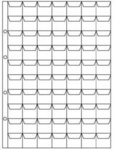 Sheet for coins, for 70 coins, size OPTIMA, LMB-70, cell 25x23 mm. Russia